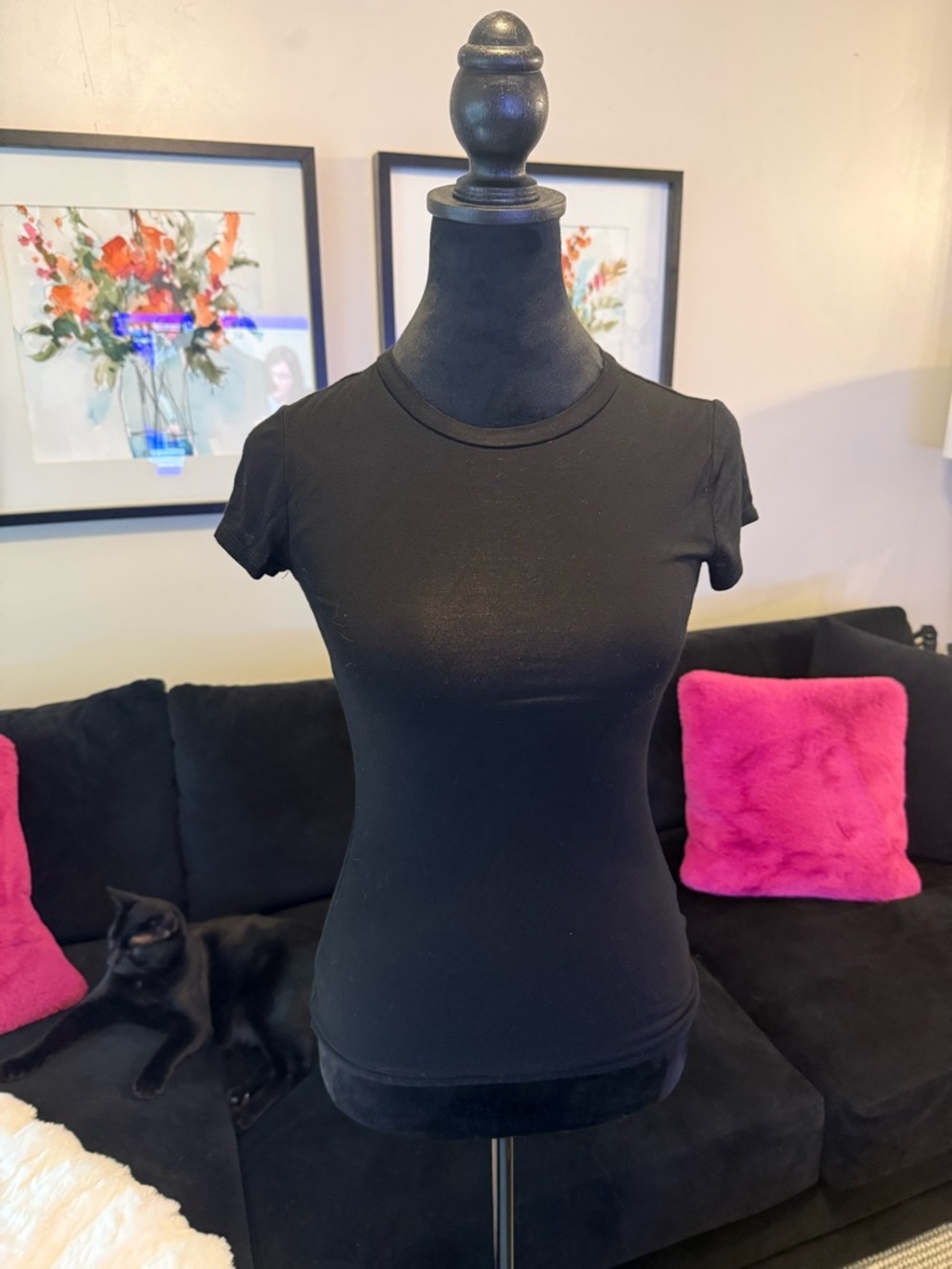 Express Black Short-Sleeve Crewneck Tee